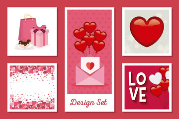 Poster - set designs of love with decoration vector illustration design