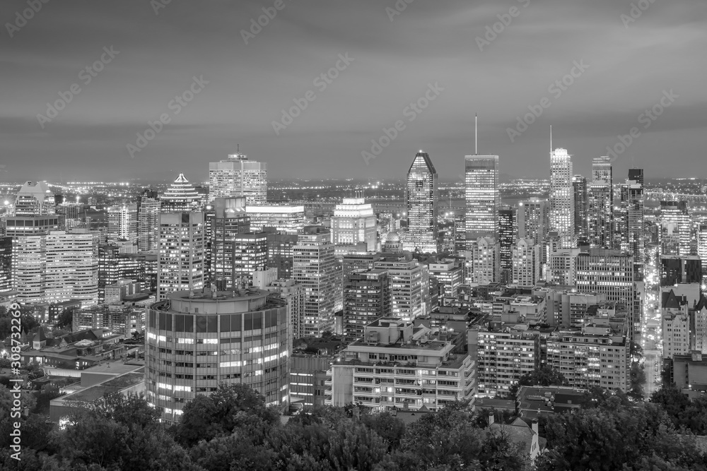 Montreal from top view at sunset in Canada - obrazy, fototapety, plakaty 