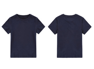 Wall Mural - dark blue t-shirt, front and back view