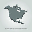 3D map of North America, vector eps	
