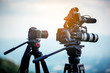 © nutt - cinema camera on tripod in sunset , Video Production Concept
