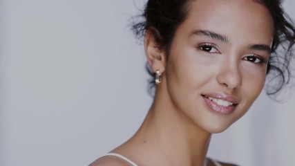 pretty girl on grey background