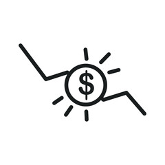 Aufkleber - Cost reduction icon template color editable. Dollar Down symbol vector sign isolated on white background. Simple logo vector illustration for graphic and web design.