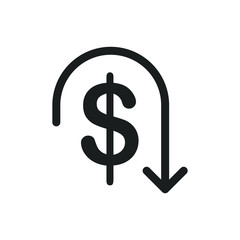 Aufkleber - Cost reduction icon template color editable. Dollar Down symbol vector sign isolated on white background. Simple logo vector illustration for graphic and web design.