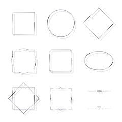 Wall Mural - silver shiny frames isolated on white background. vector golden luxury realistic border set.
