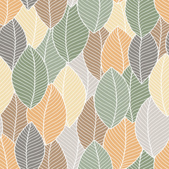 Canvas Print - Soft seamless pattern of leaves.