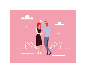 Sticker - couple of people in love, man and woman embracing each other affectionately