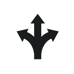 Poster - three-way direction arrow icon template color editable. three-way direction arrow symbol vector sign isolated on white background. Simple logo vector illustration for graphic and web design.