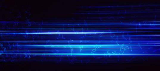 Abstract motion glowing light trails with fractal on the dark background