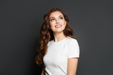 Wall Mural - Beautiful woman wearing white t-shirt