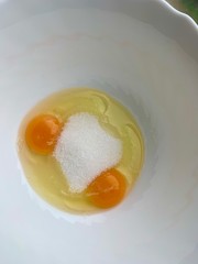 eggs broken in a plate as an ingredient