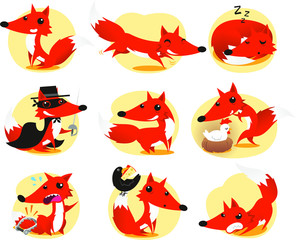 Canvas Print - fox cartoon set