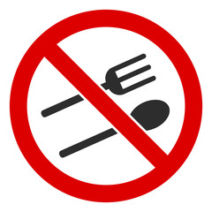 No eating vector icon. Flat No eating symbol is isolated on a white background.