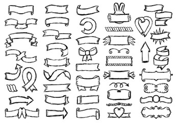 Wall Mural - retro graphic line ribbons and elements set