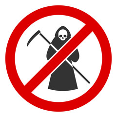 No scytheman vector icon. Flat No scytheman symbol is isolated on a white background.