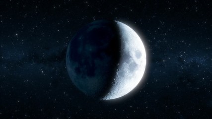 Wall Mural - seamless animation of moon phases with stars and milky way in the background. elements of this image
