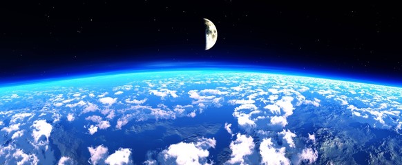 Wall Mural - planet earth view from orbit. 3d rendering.