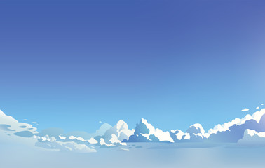 Wall Mural - vector landscape sky clouds. sunny day. anime style. background design
