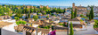 Panoramic sight of the Alhambra Palace and the Albaicin district in Granada. Andalusia, Spain.