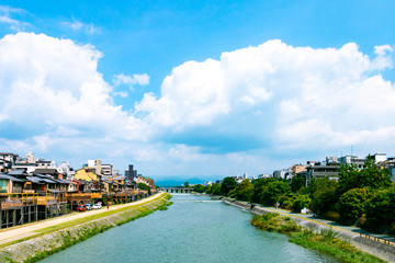 Kamogawa riverbed in Kyoto, Japan