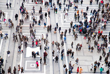 Top View Of Crowd Of People On A Square