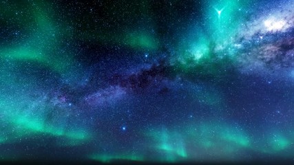 camera movement on it at night with northern lights 4k