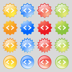 Code sign icon. Programmer symbol. Big set of 16 colorful modern buttons for your design.
