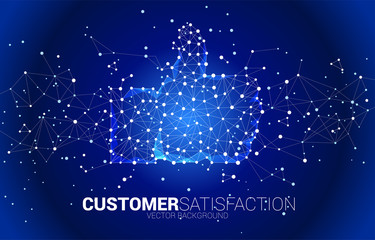 Poster - thumb up icon from dot connect line polygon network. concept of customer satisfaction , client rating and ranking.