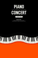 Wall Mural - Piano concert and music festival poster modern vintage retro style