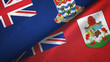 Cayman Islands and Bermuda two flags textile cloth, fabric texture