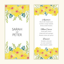 Menu Card Template With Watercolor Yellow Flower
