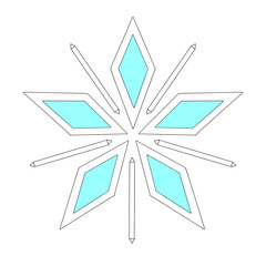 Simple snowflake of crystals, rhombus for your design. Elements of New year, Xmas, winter, frozen nature, ethno, fantasy. Doodle hand drawn outline