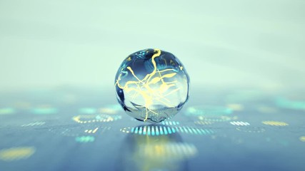 Wall Mural - sphere with glowing connections inside. science fiction physics or nanotechnology concept. seamless 
