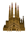 Sagrada Familia - Spain / World famous buildings vector illustration.