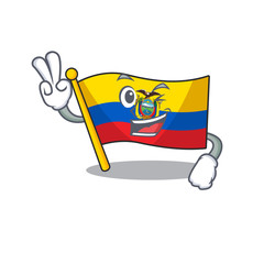 Wall Mural - Flag ecuador Character cartoon style with two fingers