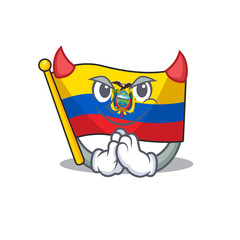 Wall Mural - Cartoon character of flag ecuador on a Devil gesture design