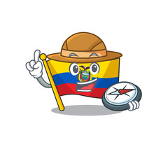 Wall Mural - Explorer flag ecuador cartoon character holding a compass