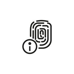 Fingerprint info thin line icon. Biometric, identification, security isolated outline sign. Safety and authorization concept. Vector illustration symbol element for web design and apps