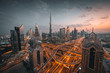 © Airpixelsmedia - High angle view of Dubai skyline during sunset