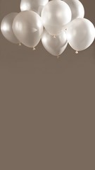 Wall Mural - white balloons flying on beige background