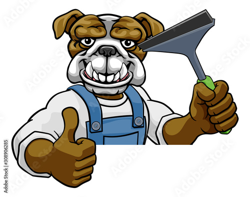 A bulldog cartoon mascot ca...