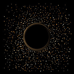Poster - golden color glitter and circles on black background