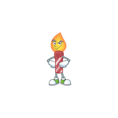 Sticker - Red stripes candle mascot cartoon style with Smirking face