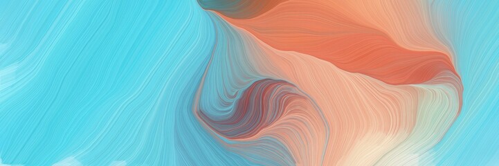 Aufkleber - horizontal banner with waves. smooth swirl waves background illustration with medium turquoise, indian red and burly wood color