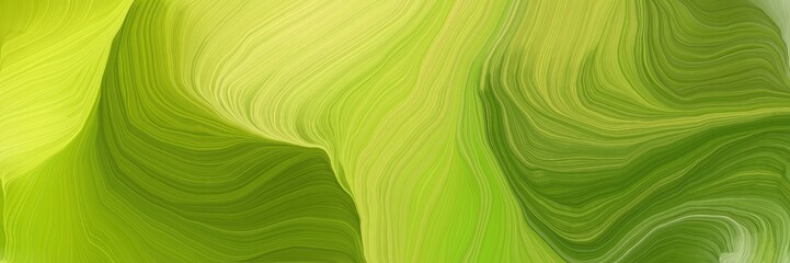 Aufkleber - horizontal banner with waves. elegant curvy swirl waves background design with olive drab, dark khaki and yellow green color
