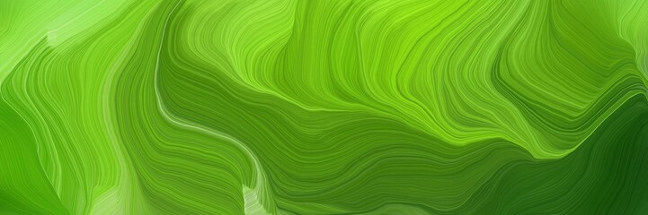 Wall Mural - horizontal banner with waves. elegant curvy swirl waves background illustration with dark green, very dark green and light green color