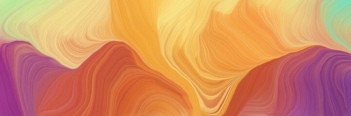 Poster - dynamic horizontal banner. contemporary waves illustration with sandy brown, moderate red and khaki color