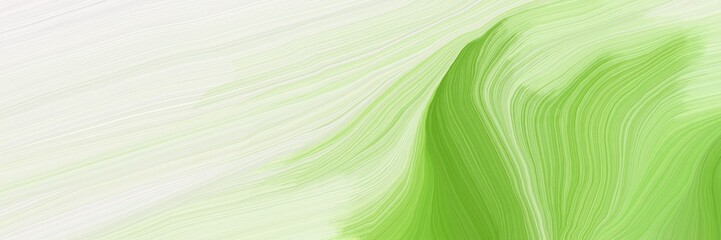 Poster - dynamic horizontal banner. smooth swirl waves background design with beige, moderate green and light green color