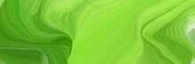 Horizontal Banner With Waves. Elegant Curvy Swirl Waves Background Illustration With Moderate Green, Forest Green And Green Yellow Color