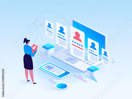 Fotomural Isometric Recruiting concept Business HR agency